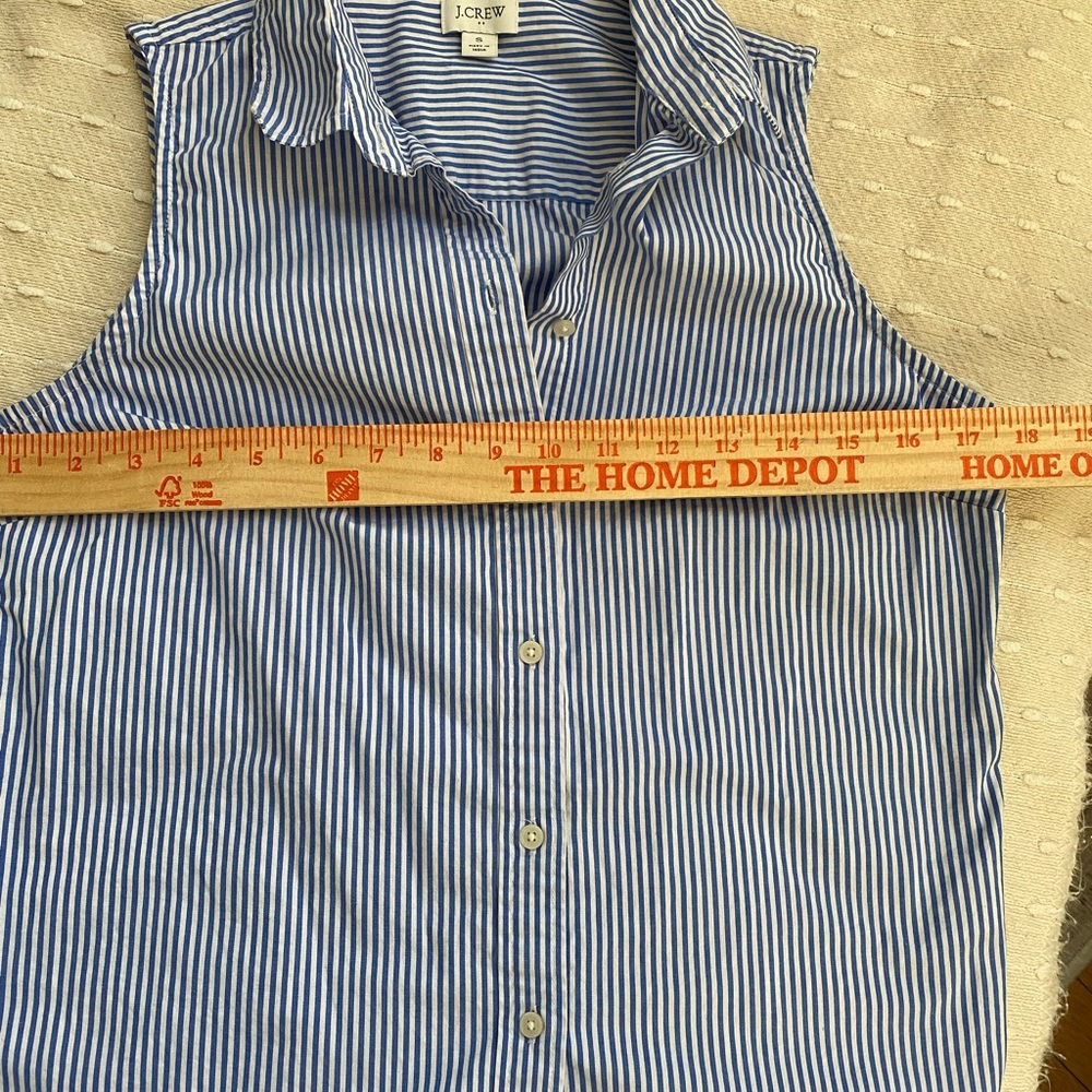 J. Crew Blue and White Striped Sleeveless Button down Shirt S - Picture 6 of 7